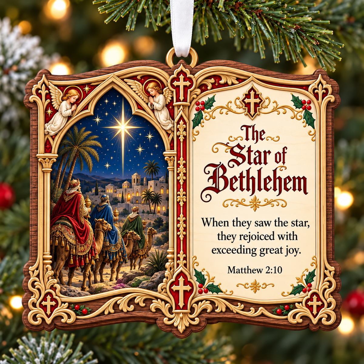 Christian Christmas Bible Verse Book Ornament – Nativity Scripture Keepsake