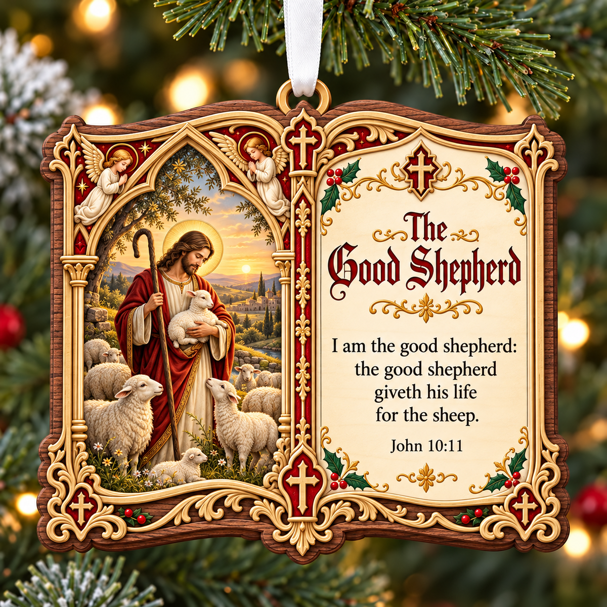 Christian Christmas Bible Verse Book Ornament – Nativity Scripture Keepsake