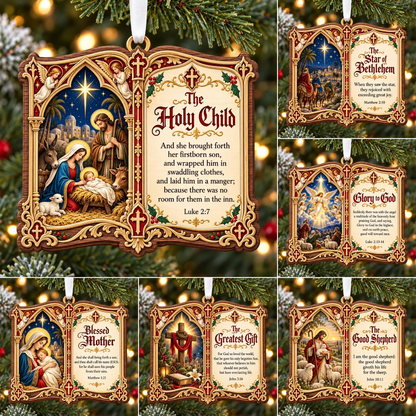 Christian Christmas Bible Verse Book Ornament – Nativity Scripture Keepsake