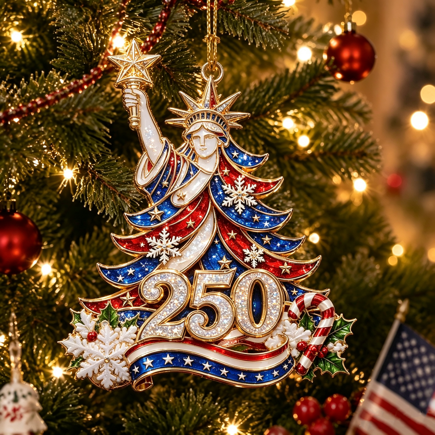 USA 250th Anniversary Christmas Ornament