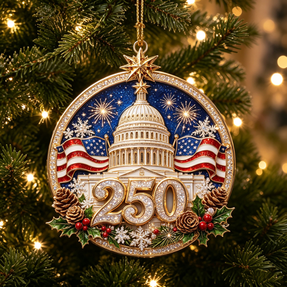 USA 250th Anniversary Christmas Ornament