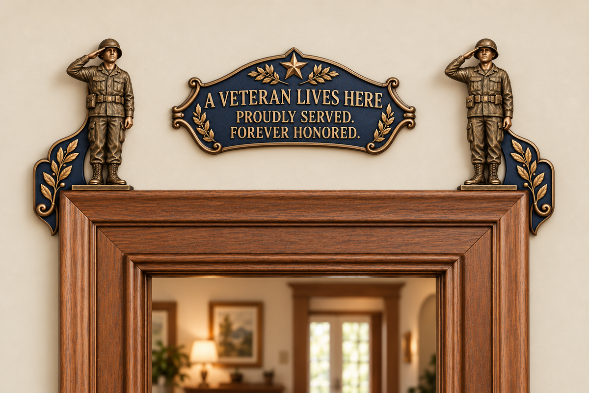 "A Veteran Lives Here" - Proudly Served 3-Piece Door Frame Decor Set 🇺🇸 | Honor Their Service Everyday