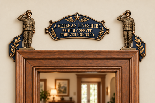"A Veteran Lives Here" - Proudly Served 3-Piece Door Frame Decor Set 🇺🇸 | Honor Their Service Everyday
