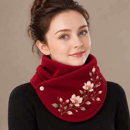 🌸 Elegant Floral Fleece Neck Warmer for Women – Soft & Cozy Winter Scarf
