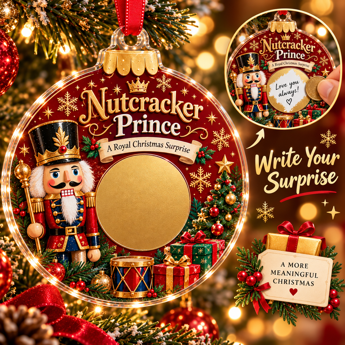 Scratch Surprise Christmas Ornament – Write Your Own Message & Reveal the Surprise 🎁