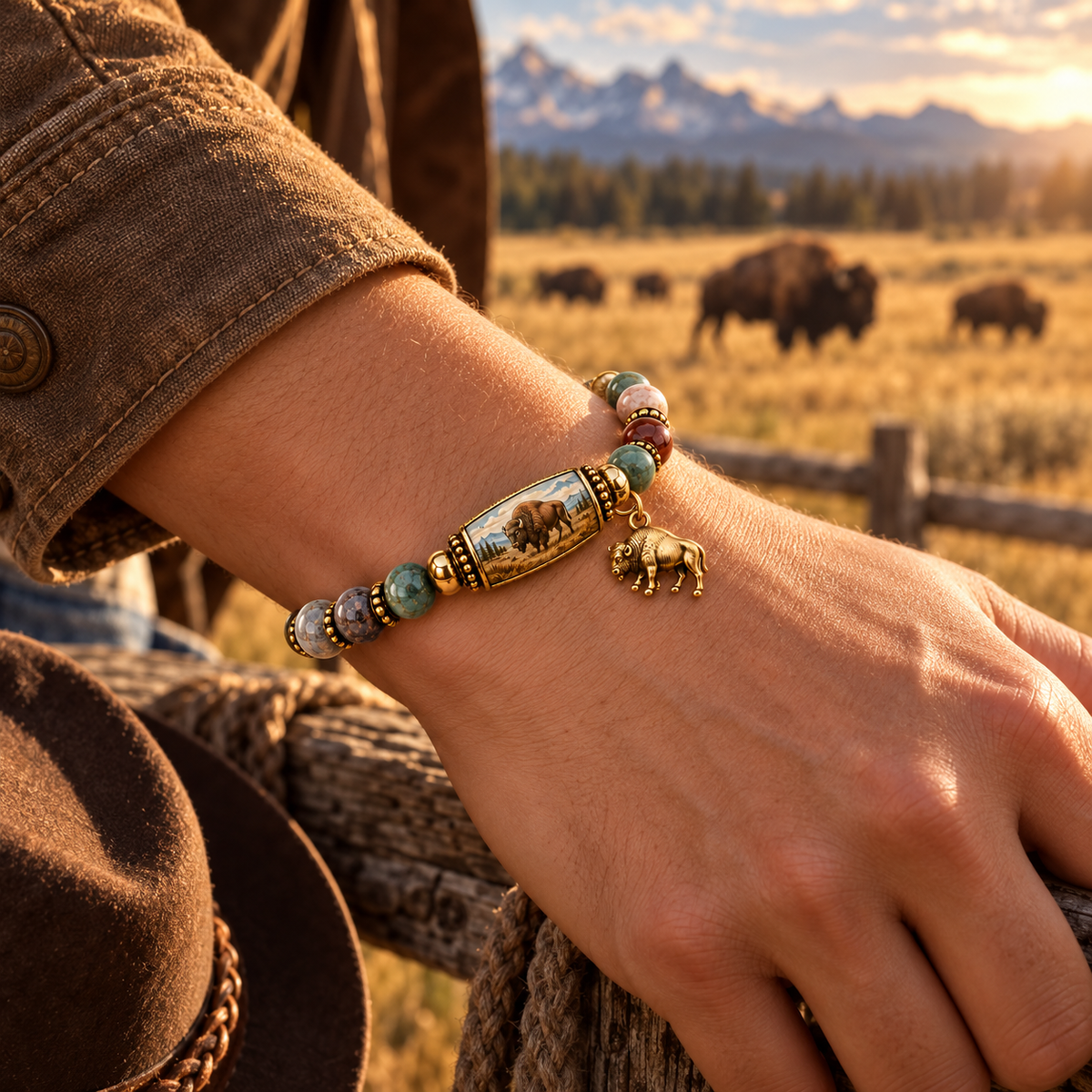 🔥Limited Edition🦬Heritage Guardian – Wild Bison Crystal Bracelet