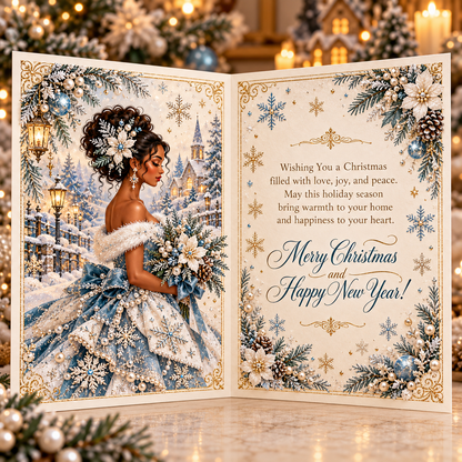 Elegant Black Woman 3D Christmas Card
