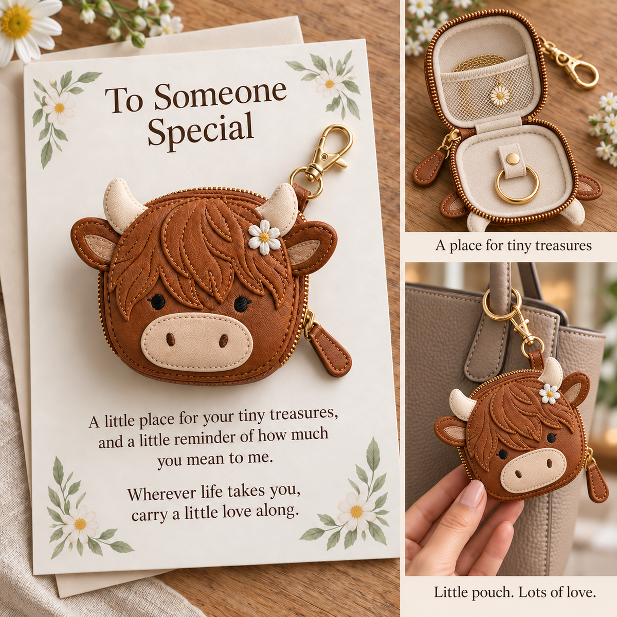 Little Treasures Animal Keychain Pouch & Message Card