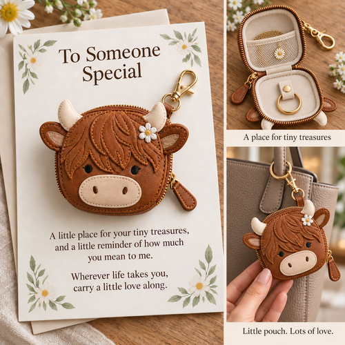Little Treasures Animal Keychain Pouch & Message Card