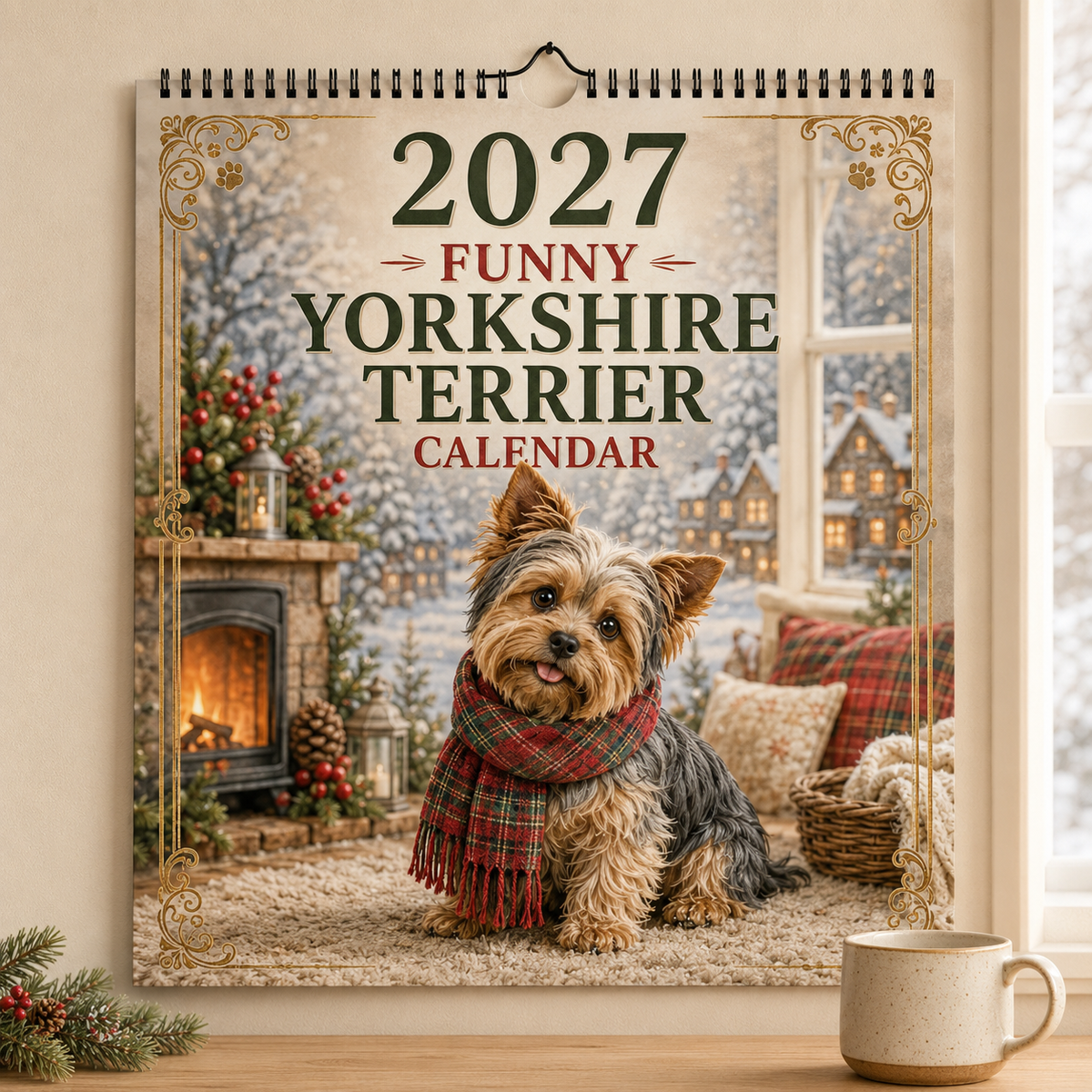 🐶2027 Funny Yorkshire Terrier Wall Calendar | A4 Hanging Calendar-2