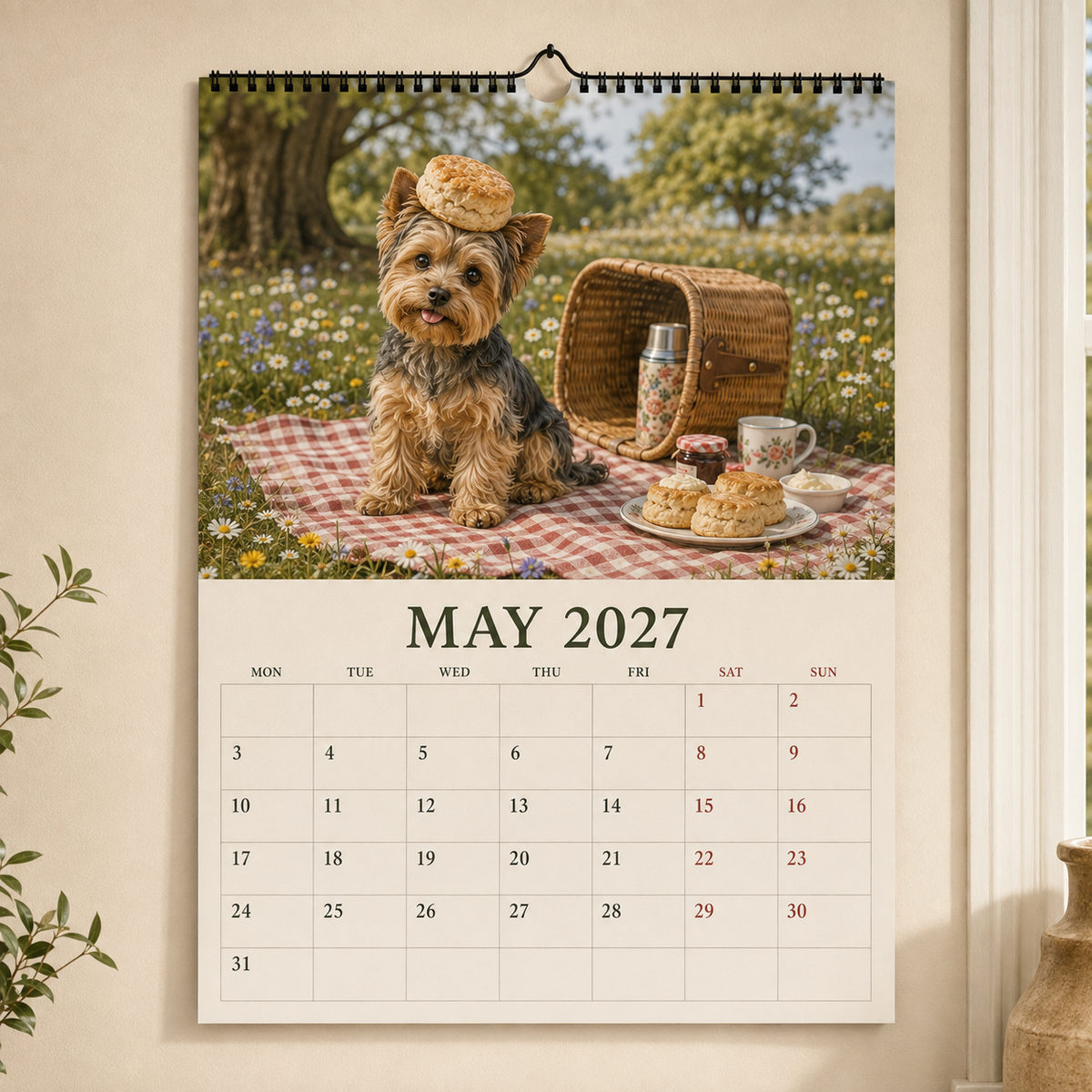 🐶2027 Funny Yorkshire Terrier Wall Calendar | A4 Hanging Calendar-2