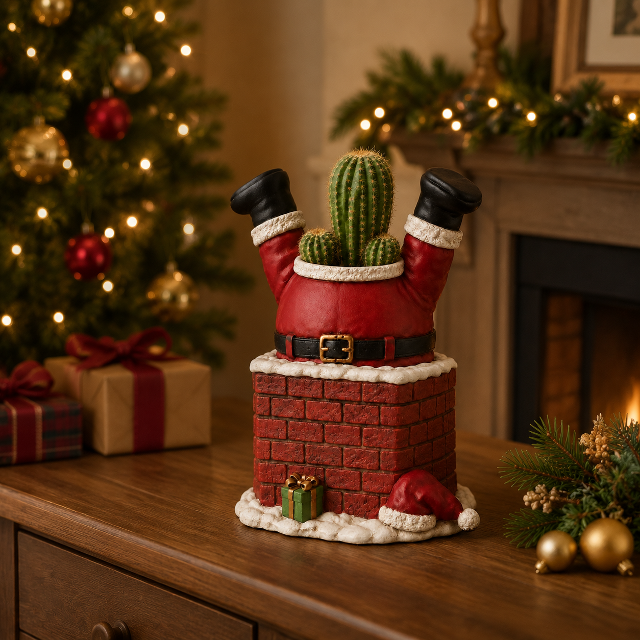 Santa Stuck in the Chimney Succulent Planter 🎅🌵