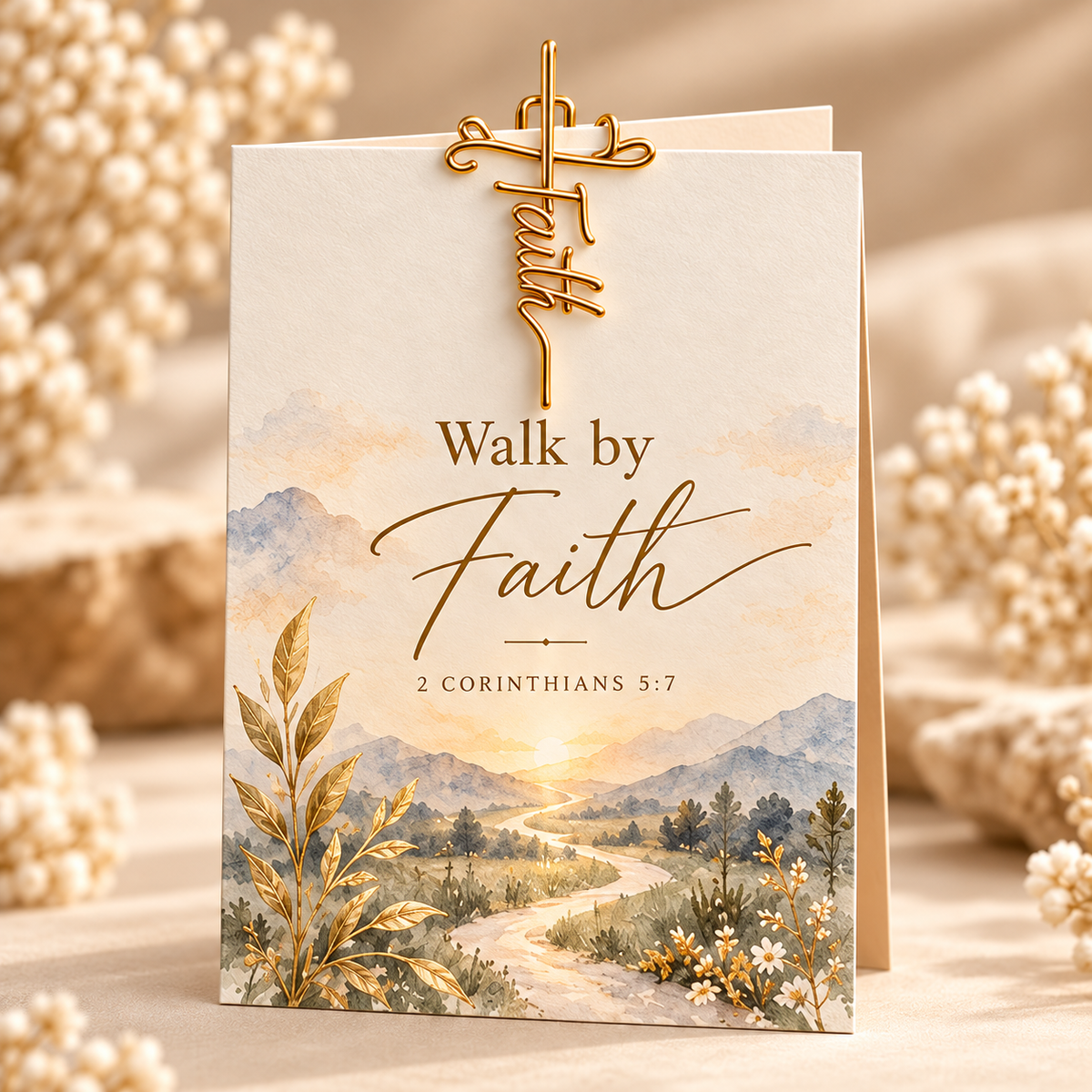 Faith-Inspired Christian Greeting Cards with Gold Scripture Paper Clips