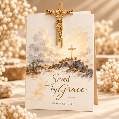Faith-Inspired Christian Greeting Cards with Gold Scripture Paper Clips