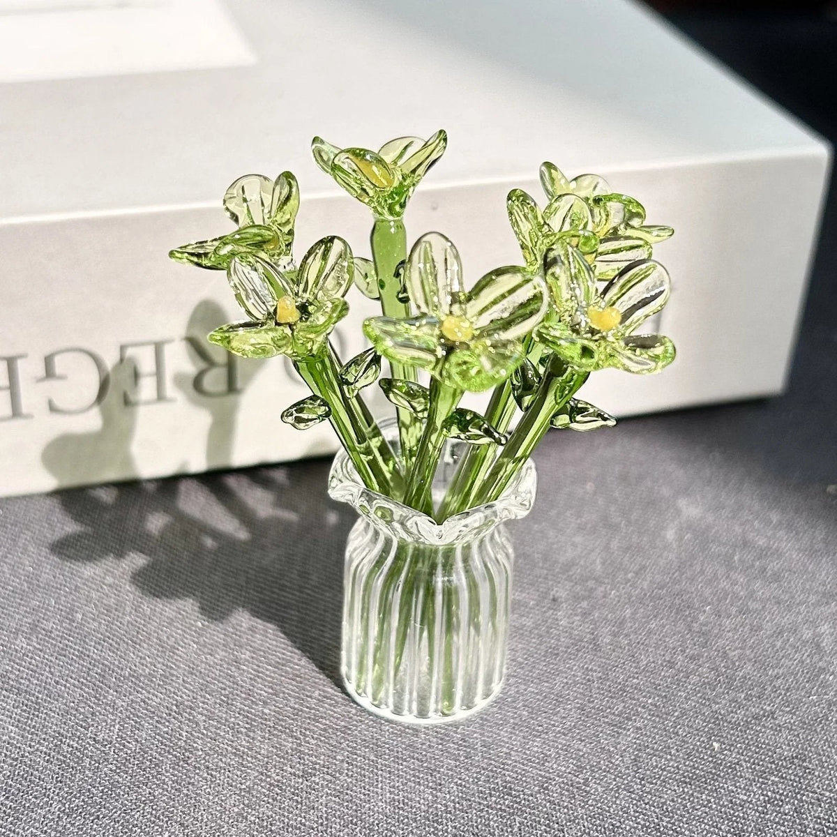 🎁Mini Glass Flower Ornament Crafts Artificial Flower Floral Figurine