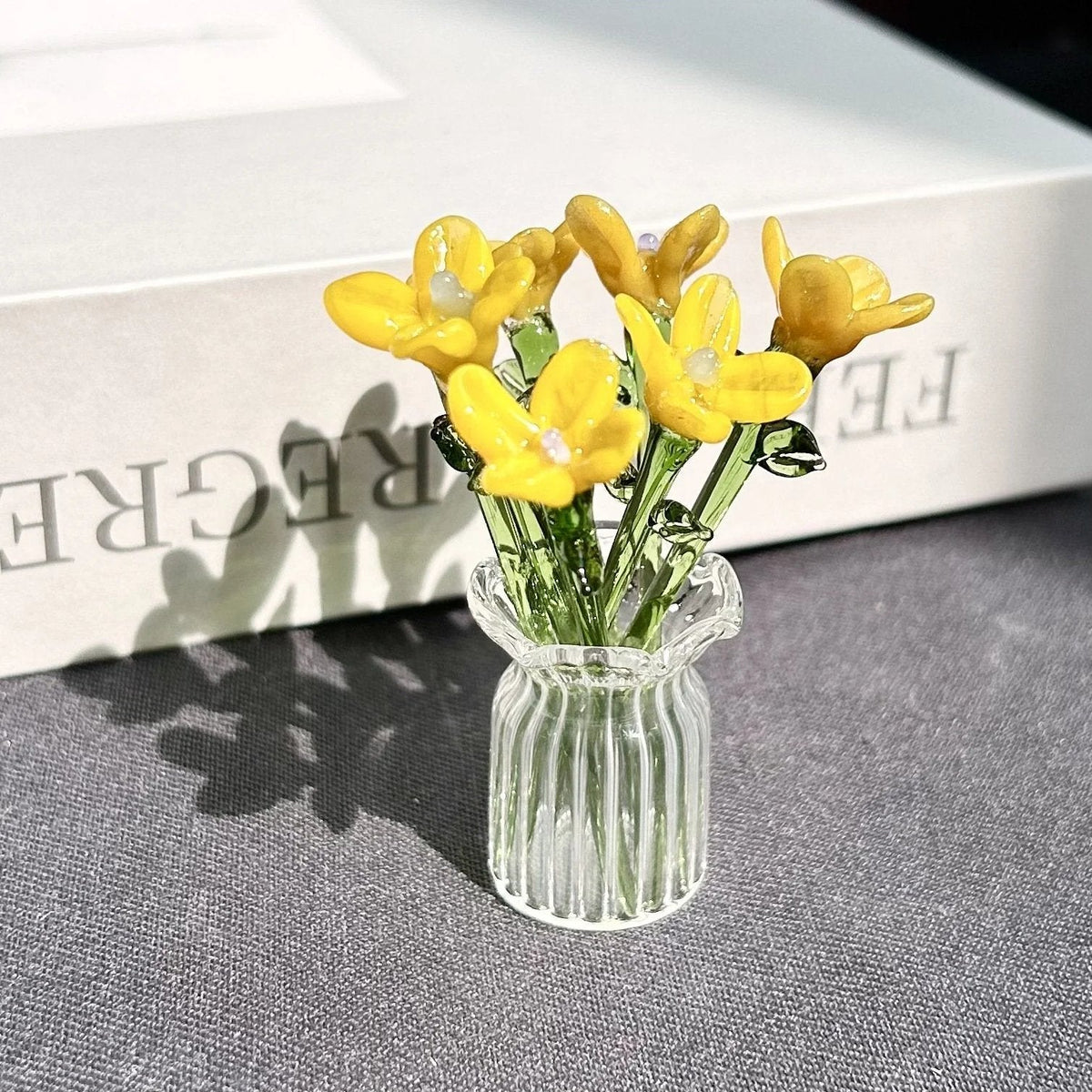 🎁Mini Glass Flower Ornament Crafts Artificial Flower Floral Figurine