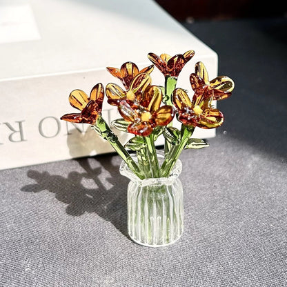 🎁Mini Glass Flower Ornament Crafts Artificial Flower Floral Figurine