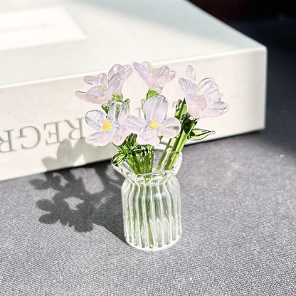 🎁Mini Glass Flower Ornament Crafts Artificial Flower Floral Figurine