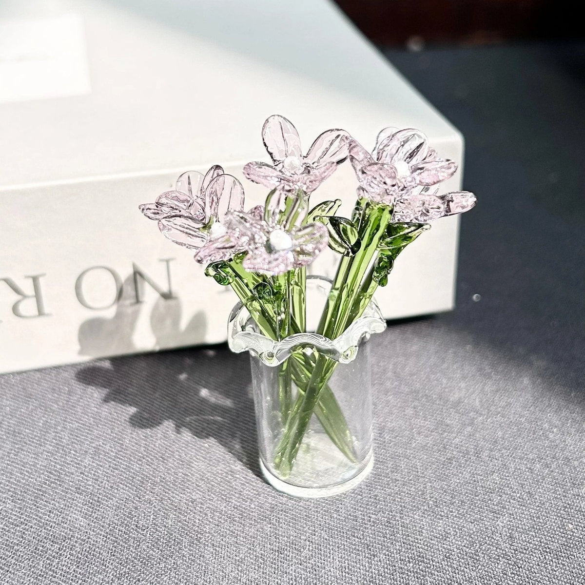 🎁Mini Glass Flower Ornament Crafts Artificial Flower Floral Figurine