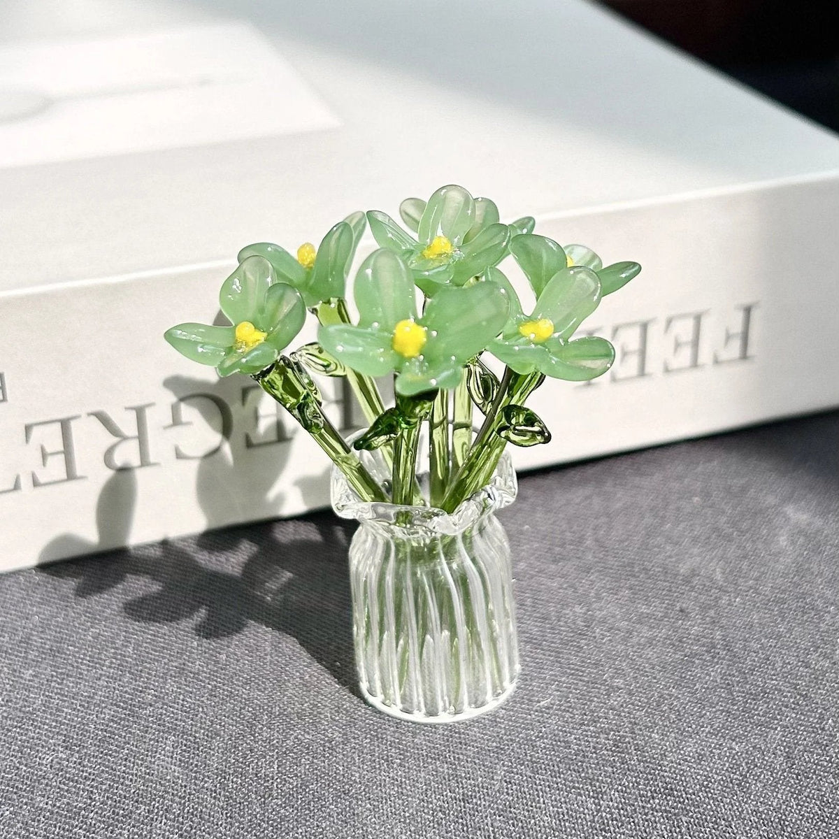 🎁Mini Glass Flower Ornament Crafts Artificial Flower Floral Figurine