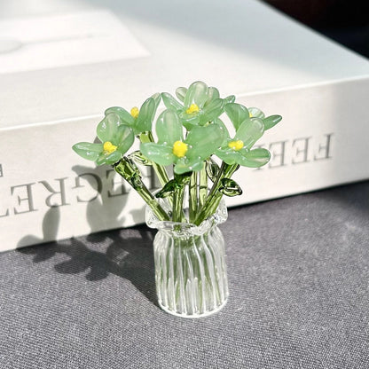 🎁Mini Glass Flower Ornament Crafts Artificial Flower Floral Figurine
