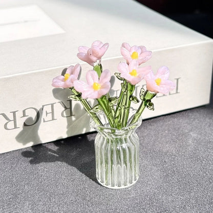 🎁Mini Glass Flower Ornament Crafts Artificial Flower Floral Figurine