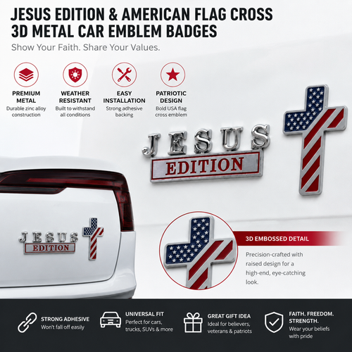 🏆Flash Sale 65% OFF-✝Blessed Jesus Edition Cross Car Emblem Metal Badge