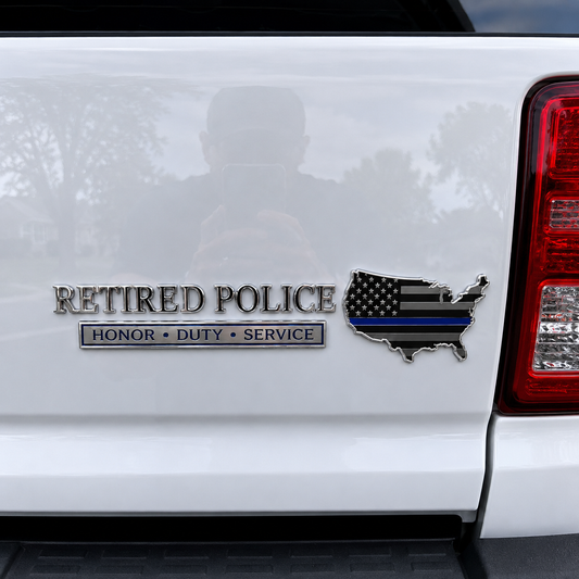 👮 Retired Police Honor Duty Service Car Emblem Metal Badge