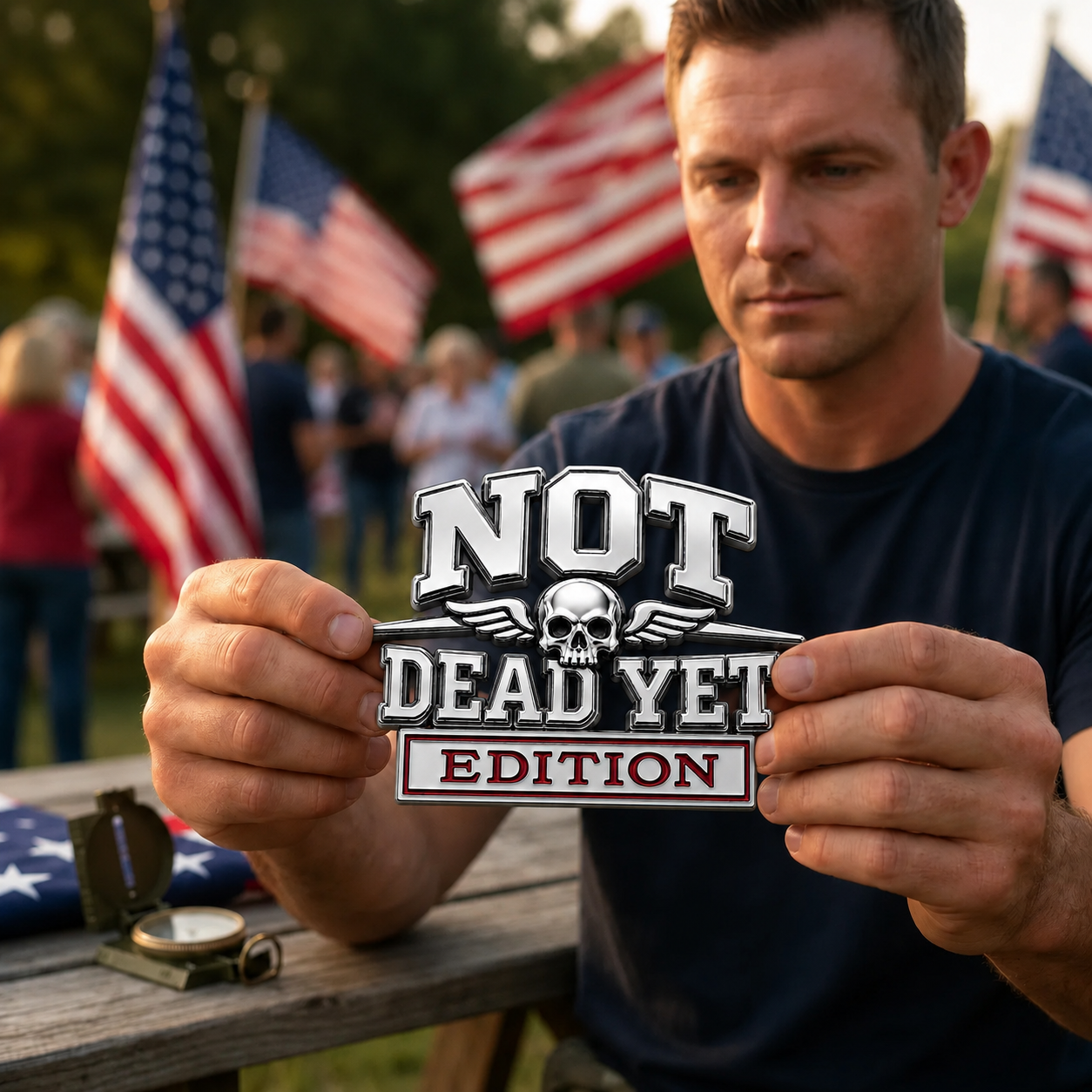 🔥Father's Day Hot Sale☠️Not Dead Yet Edition Car Emblem Metal Decorative Badge