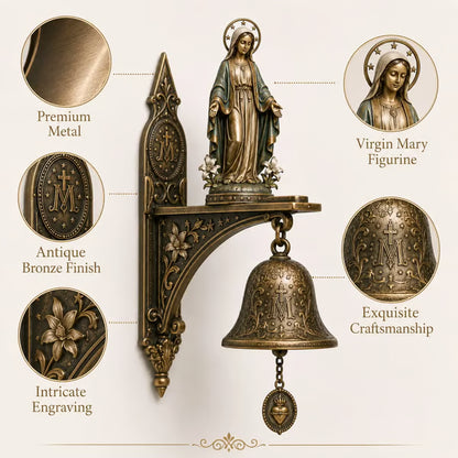 Our Lady of Grace Bronze Miraculous Medal Wall Bell | 🙏Catholic Religious Home & Garden Decor