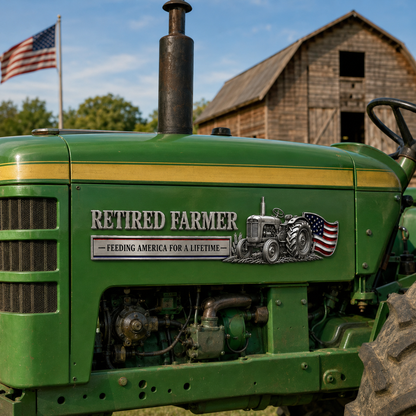 Retired Farmer – Feeding America for a Lifetime Metal Emblem