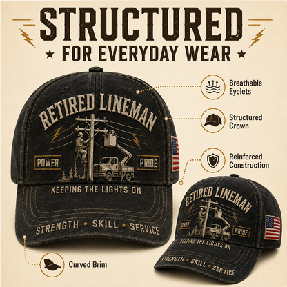 Retired Lineman Keeping The Lights On Commemorative Cap