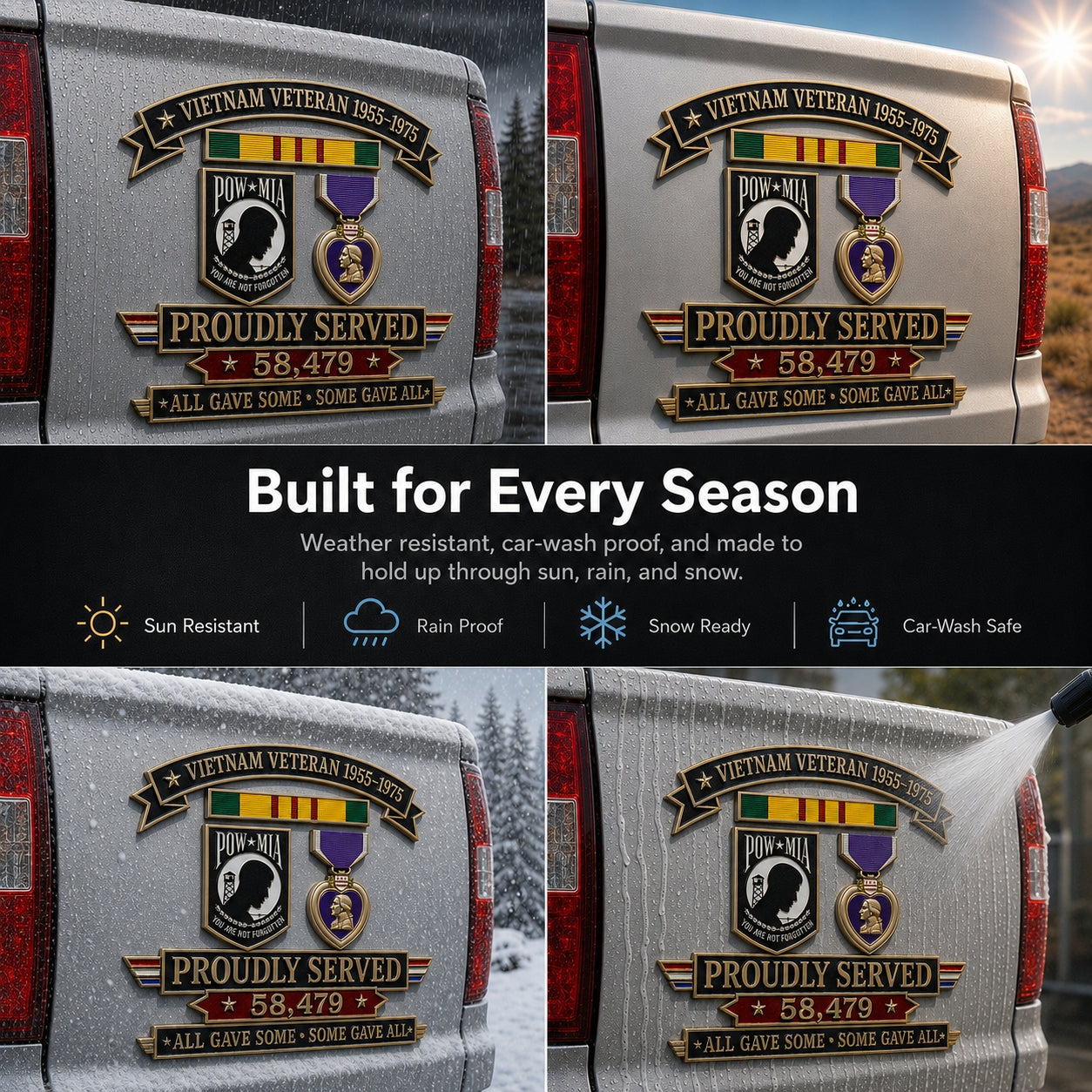 🎖️Vietnam Veteran 1955–1975 Memorial Metal Car Emblem