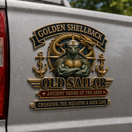 ⚓Golden Shellback Old Sailor Metal Emblem