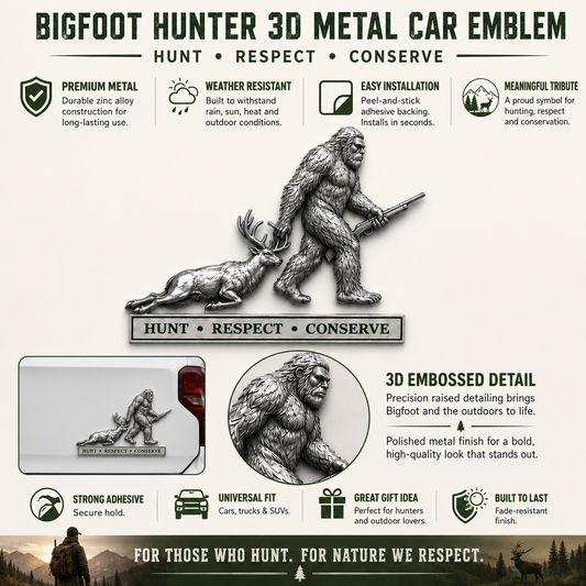 🦌 Bigfoot Hunting Tribute Car Emblem