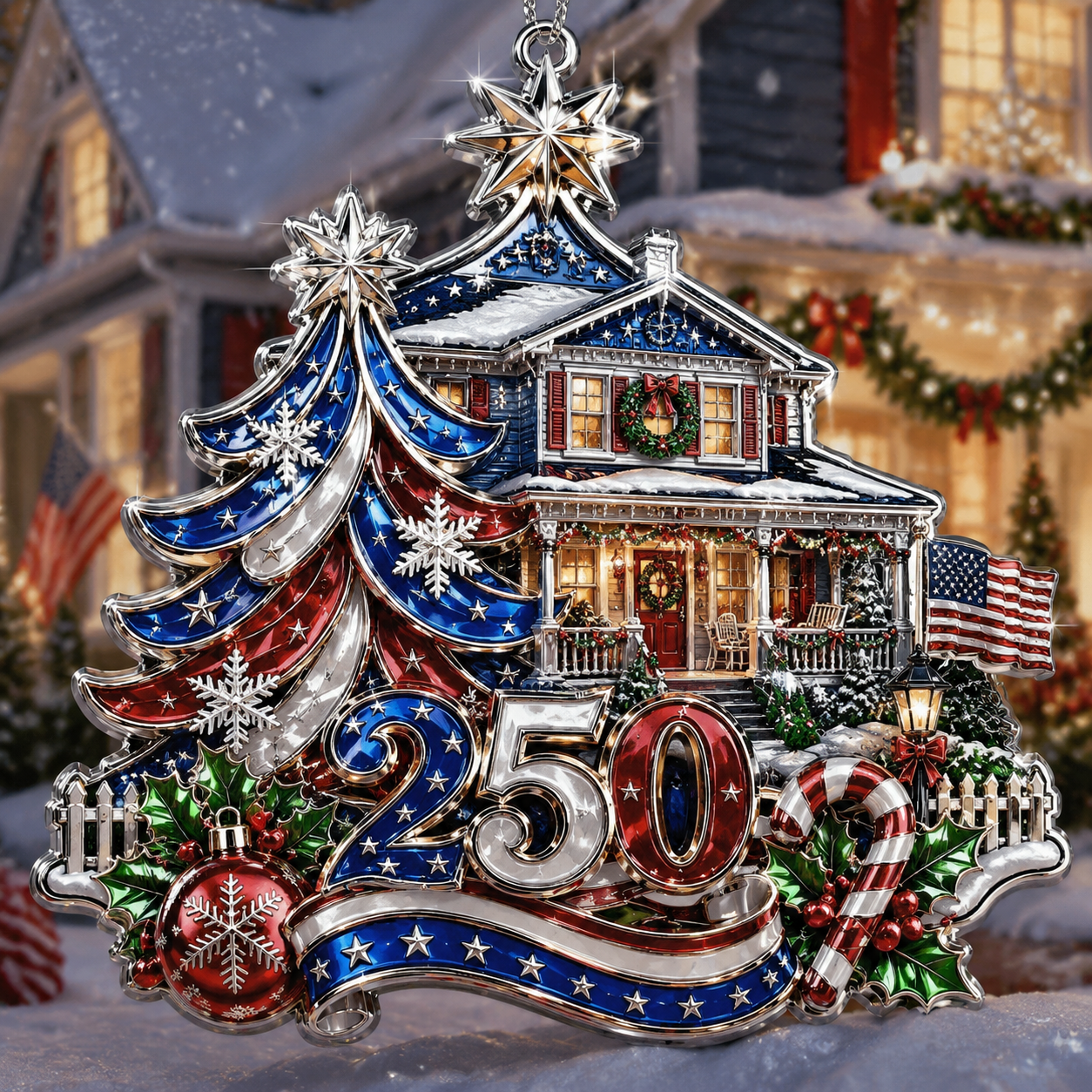 USA 250th Anniversary Christmas Ornament