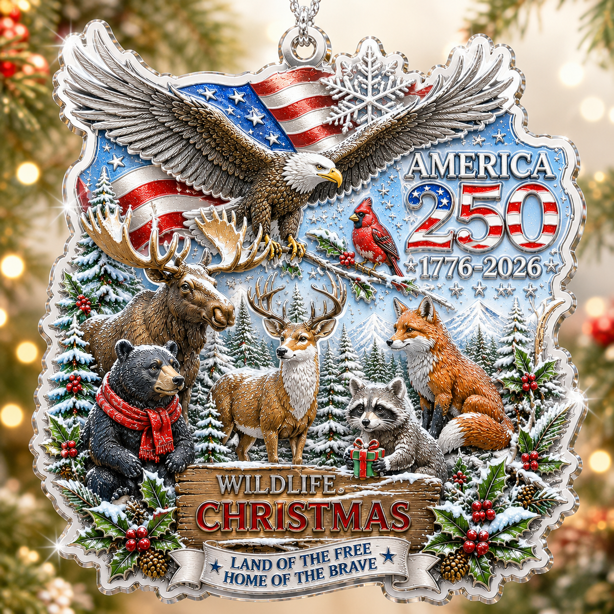 💖USA 250th Anniversary Christmas Ornament