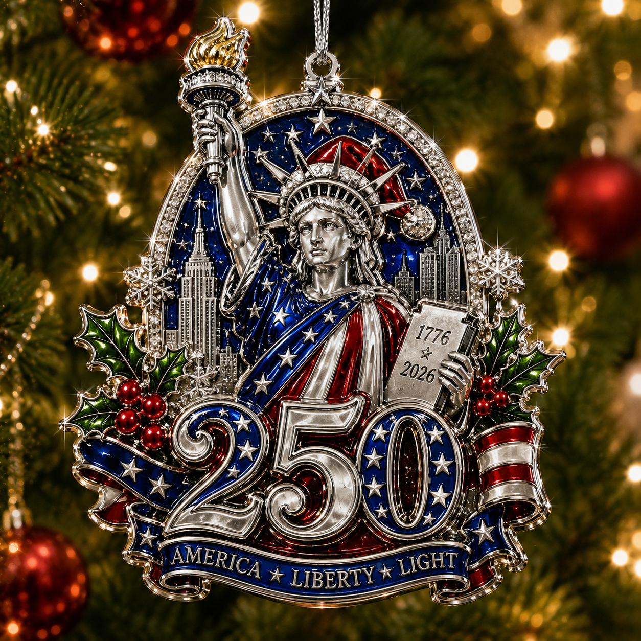 💖USA 250th Anniversary Christmas Ornament