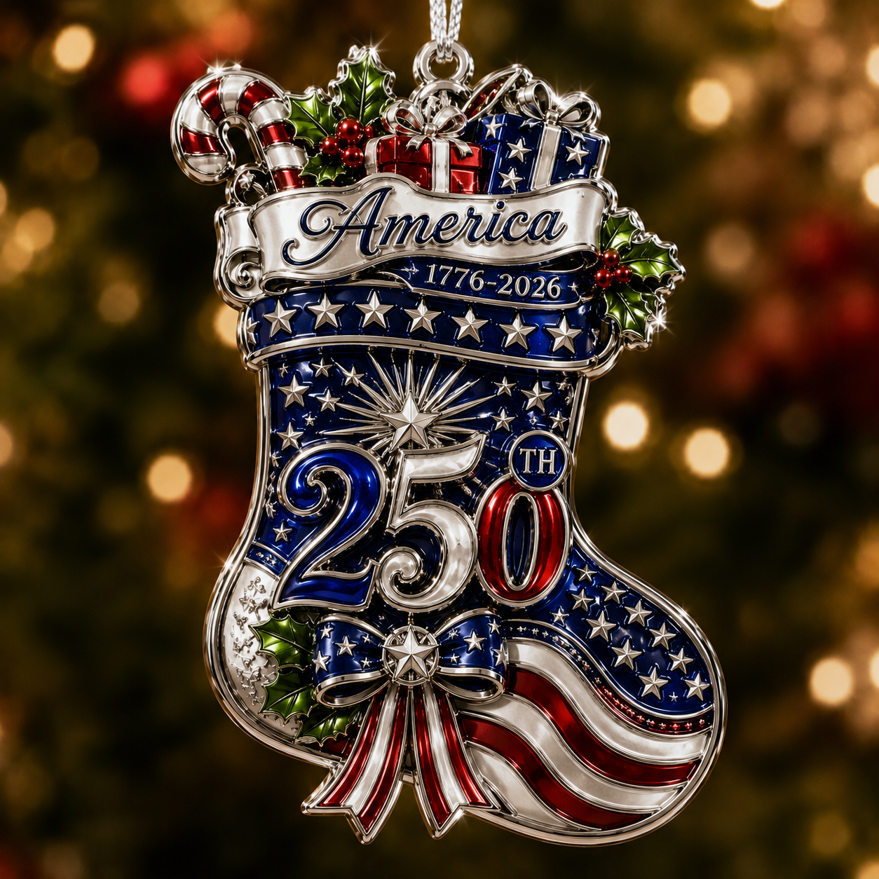 USA 250th Anniversary Christmas Ornament