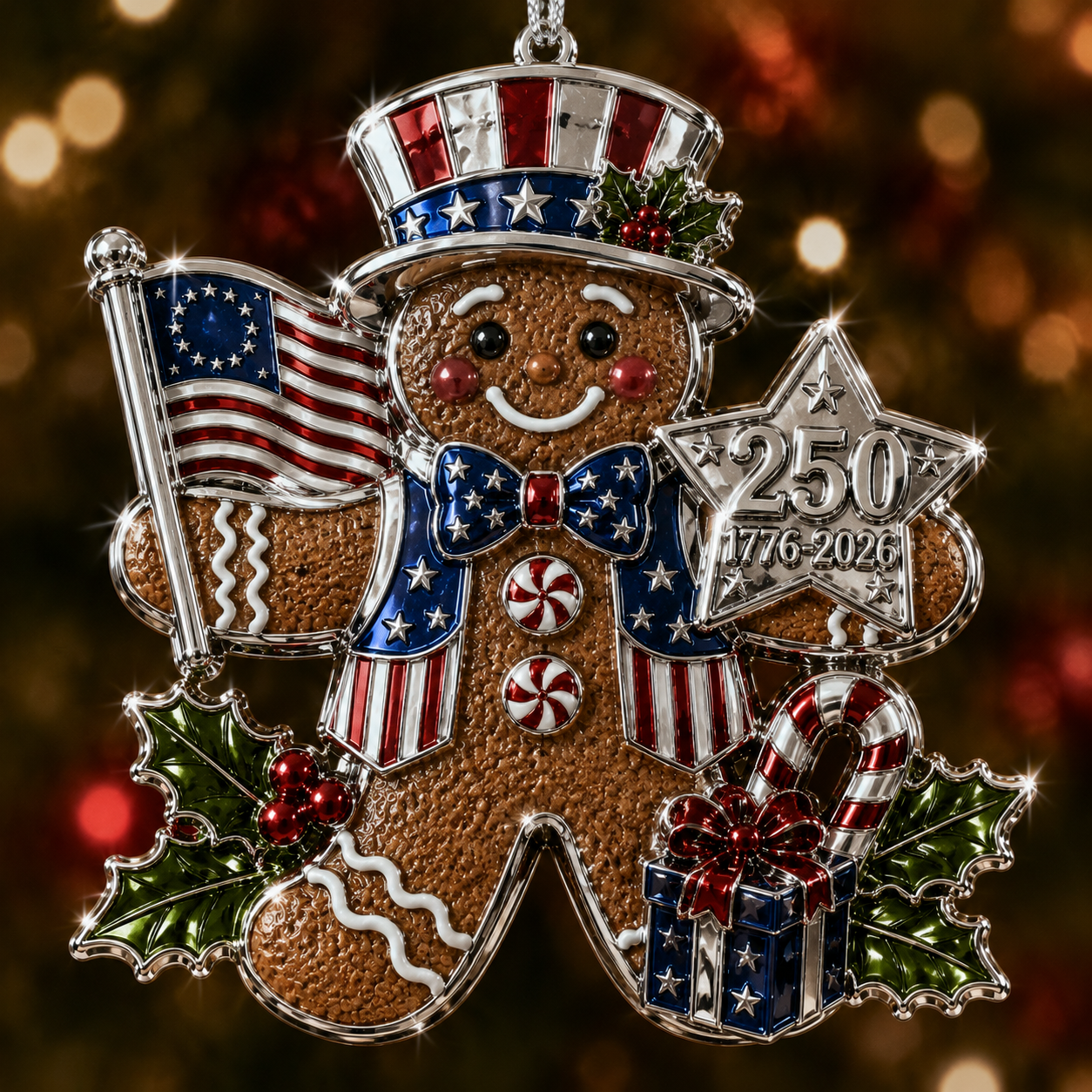 USA 250th Anniversary Christmas Ornament