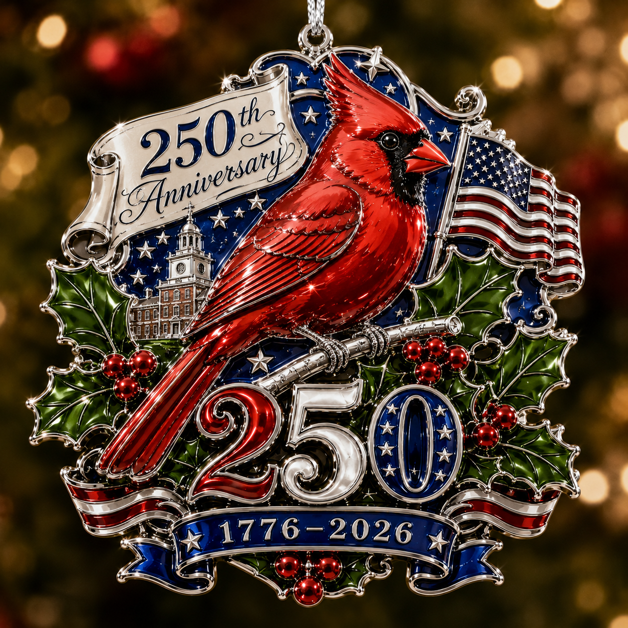 USA 250th Anniversary Christmas Ornament