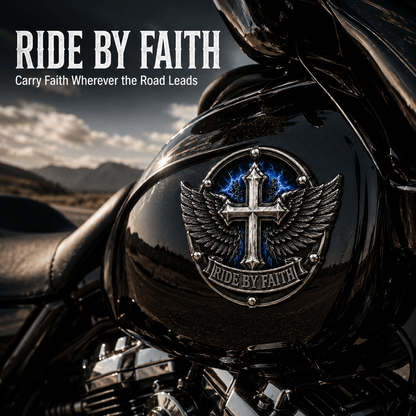 🏆Last Day Promo: 49% OFF! 🏍️Ride By Faith Winged Cross Metal Emblem