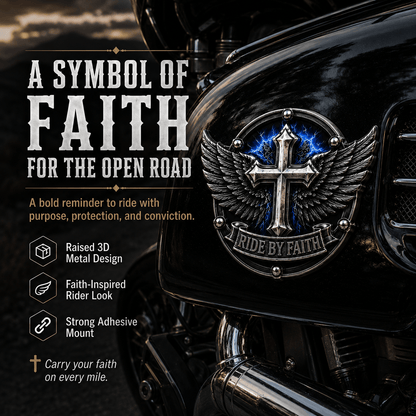 🏆Last Day Promo: 49% OFF! 🏍️Ride By Faith Winged Cross Metal Emblem