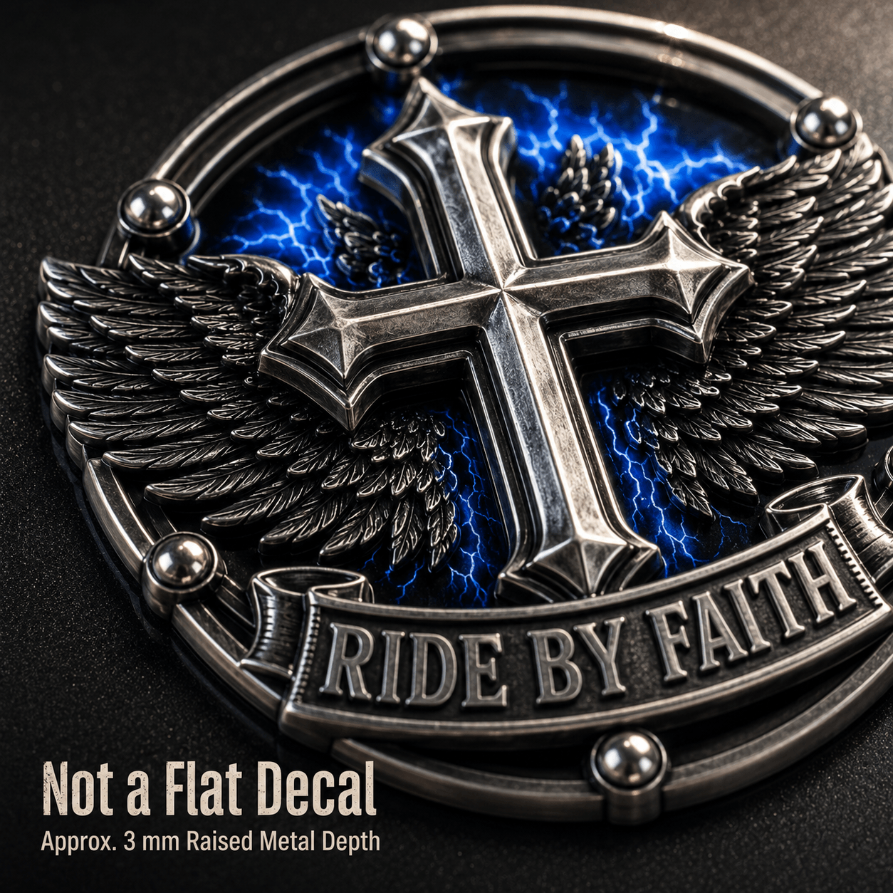 🏆Last Day Promo: 49% OFF! 🏍️Ride By Faith Winged Cross Metal Emblem