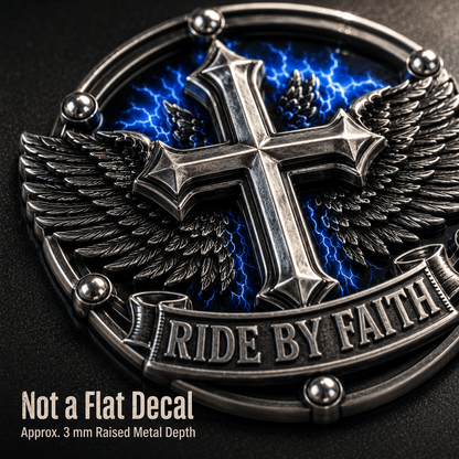 🏆Last Day Promo: 49% OFF! 🏍️Ride By Faith Winged Cross Metal Emblem