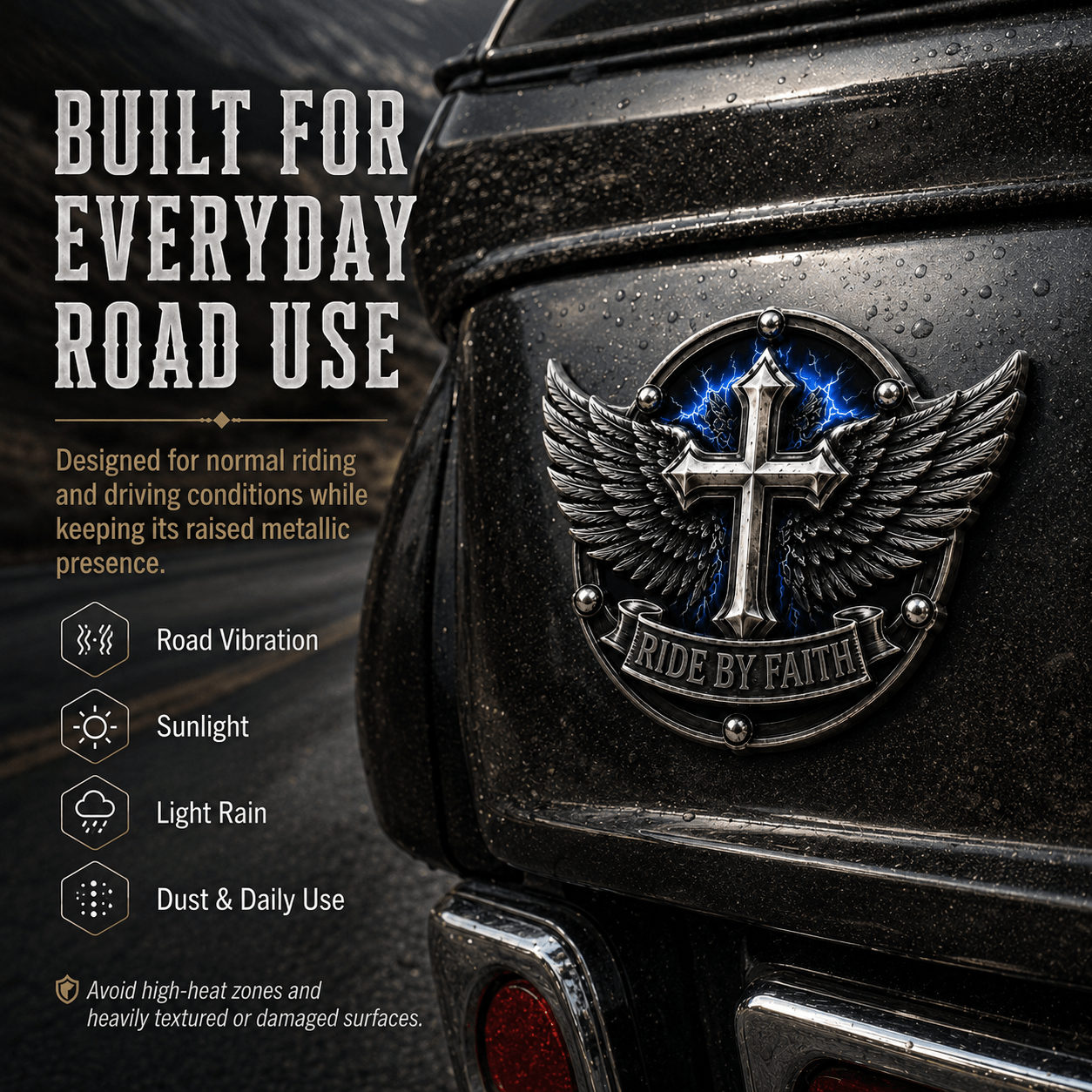 🏆Last Day Promo: 49% OFF! 🏍️Ride By Faith Winged Cross Metal Emblem