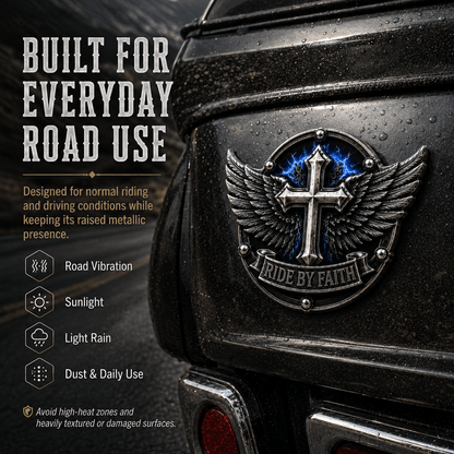 🏆Last Day Promo: 49% OFF! 🏍️Ride By Faith Winged Cross Metal Emblem