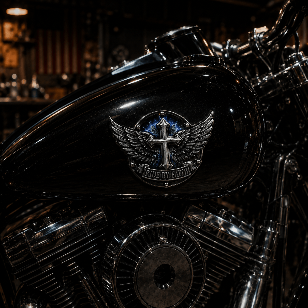 🏆Last Day Promo: 49% OFF! 🏍️Ride By Faith Winged Cross Metal Emblem