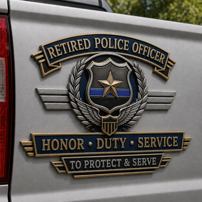 🔥 Retired Police Officer Honor Service Metal Car Badges