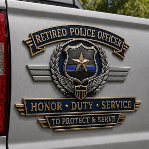 🔥 Retired Police Officer Honor Service Metal Car Badges